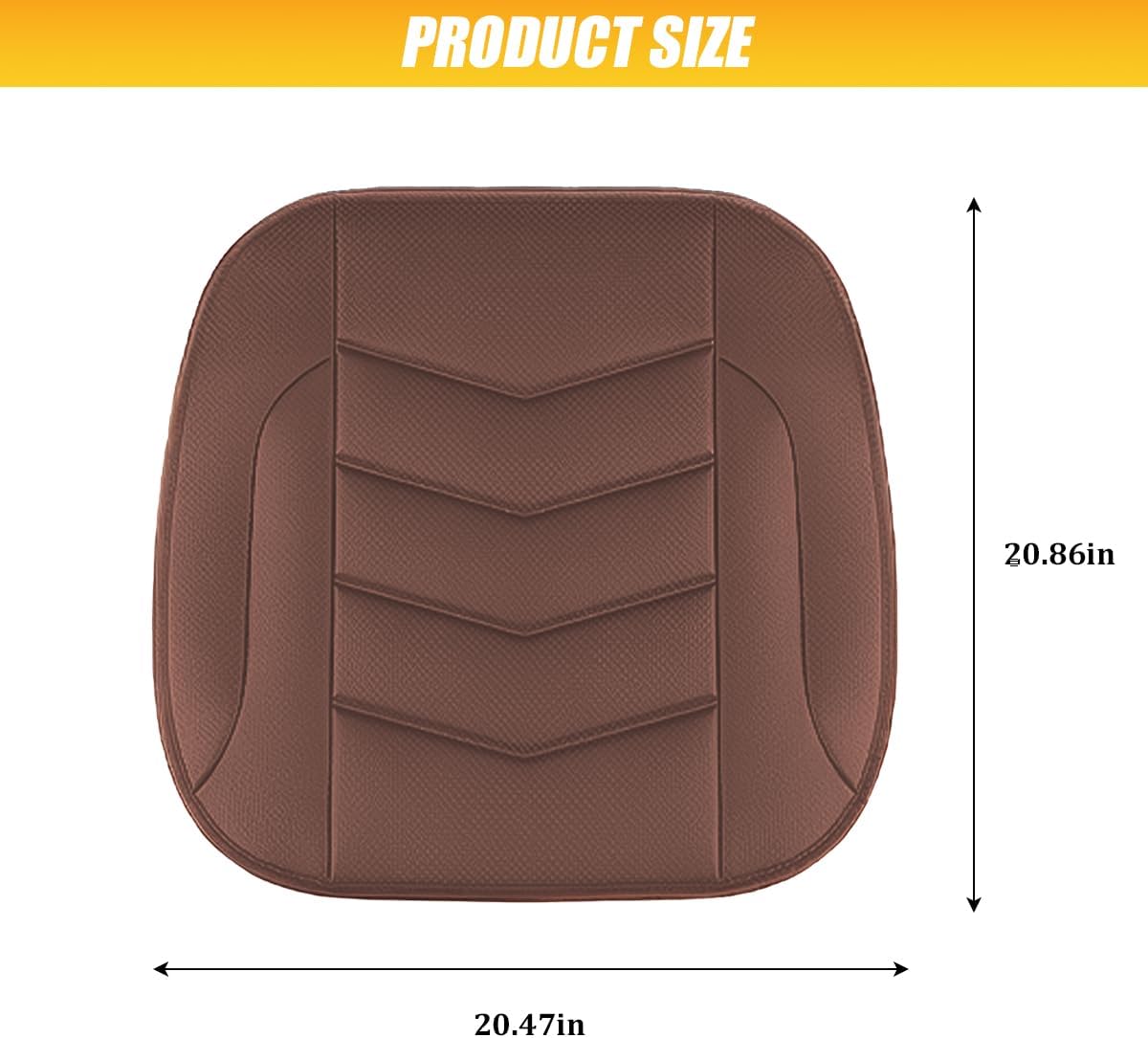 HZEL Car Front Bottom Seat Cover, Breathable Leather Full Wrapped Non-Slip Bottom Driver Seat Cushion with Storage Pocket, Comfortable Auto Interior Chair Protection Cover, Universal Fit (Coffee)