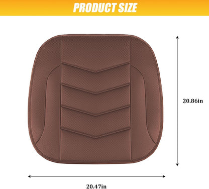 HZEL Car Front Bottom Seat Cover, Breathable Leather Full Wrapped Non-Slip Bottom Driver Seat Cushion with Storage Pocket, Comfortable Auto Interior Chair Protection Cover, Universal Fit (Coffee)