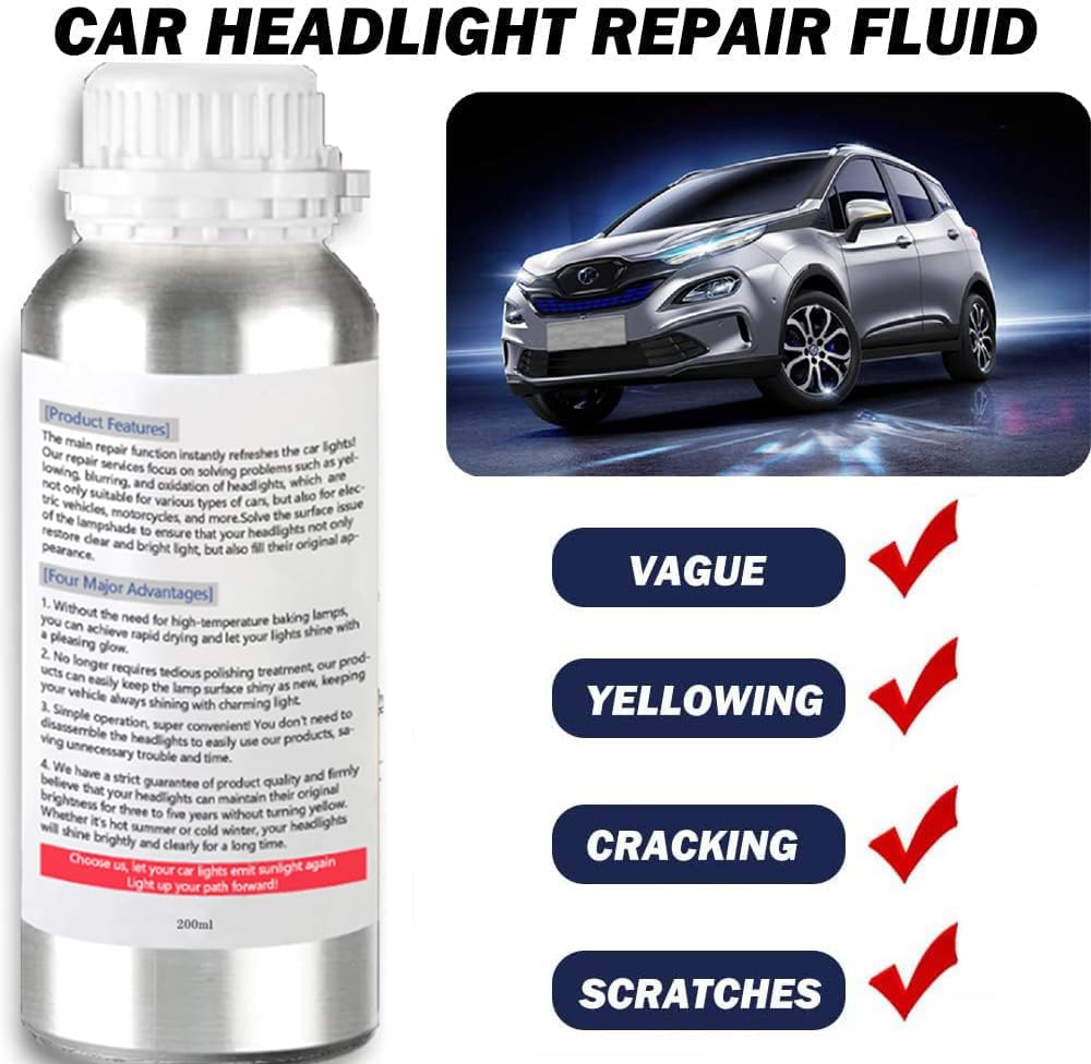 Headlight Restoration Car Headlight Lens Scratch Repair Polish Tool with 100 ml Restoration Liquid,Auto Headlight Vapor Renovation Kit with UV Block Coat to Remove Yellowing/Scratch/Haze/Oxidation