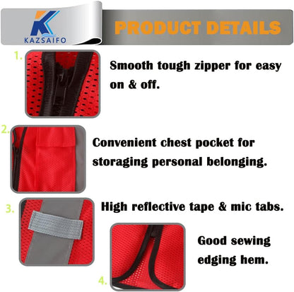 Hi Vis Reflective Safety Vest for Men Women with Chest Pocket Mesh High Visibility Class 2 Construction Vest,Meets ANSI/ISEA Standard(KZ179-Yellow-L)