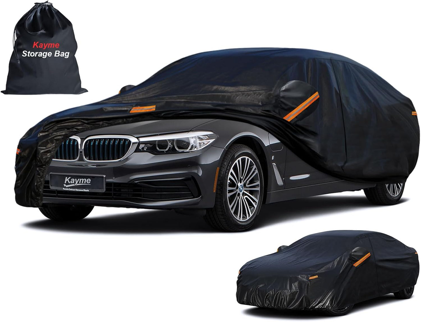 Kayme Sedan Car Cover Waterproof All Weather for Automobiles - See Vehicle Size Chart for Accurate Fit - Outdoor Full Exterior Cover Sun Rain Snow UV Protection with Zipper. Size A4 (See Size Chart)