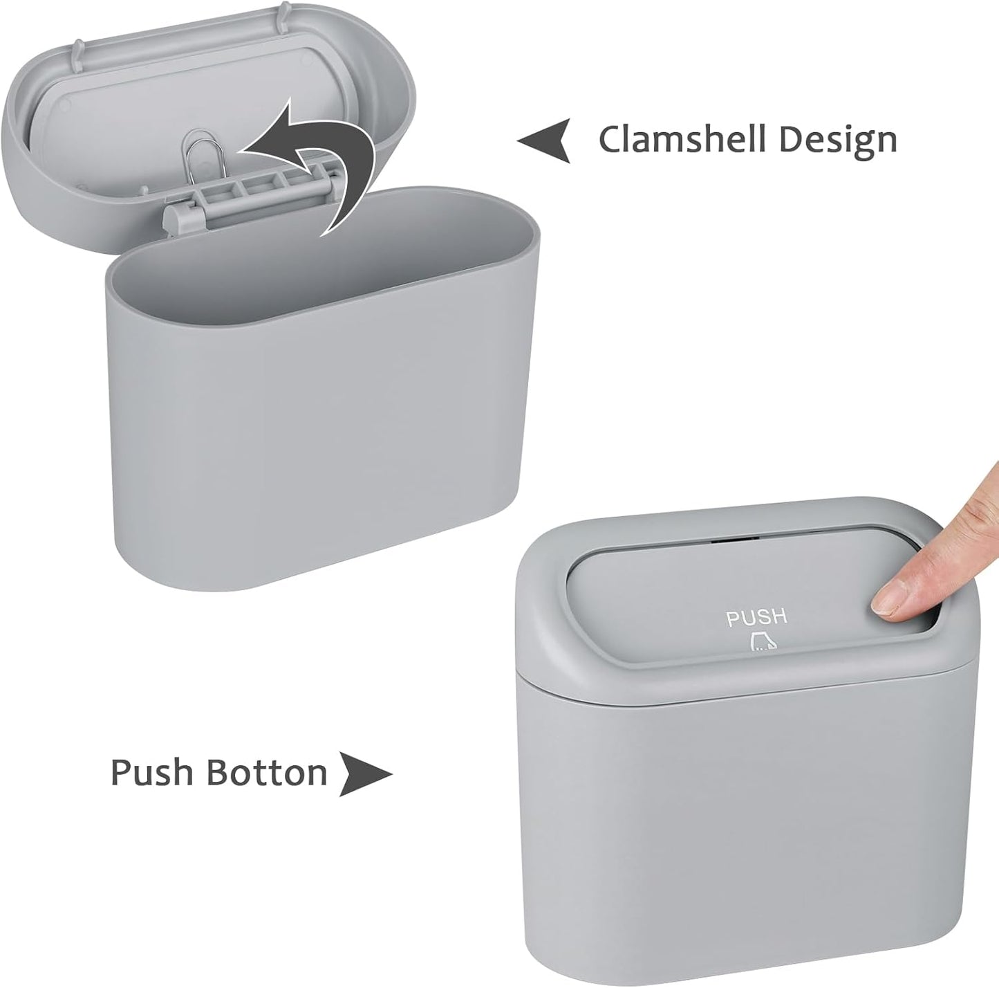 Accmor Car Trash Can with Lid, Mini Auto Dustbin Garbage Organizer Holder 2 Packs, Automotive Storage Container Bin with 60 Pcs Bags for Vehicle, Home, Office