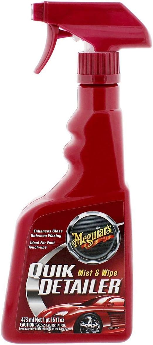 Meguiar's Quik Detailer Mist & Wipe - Easy to Use Car Spray Detailer Lifts Light Dust, Fingerprints, Smudges, and Fresh Contaminants - Perfect to Enhance Shine and Protection Between Washes, 16 Oz