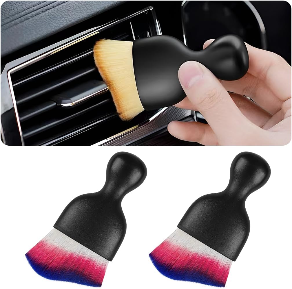 Blilo Car Interior Detailing Brush, Auto Soft Hair Cleaning Brushes, Curved Dirt Dust Collectors, Removal Tool for Dashboard Air Conditioner Vents Leather, Scratch Free (Black/1PCS)