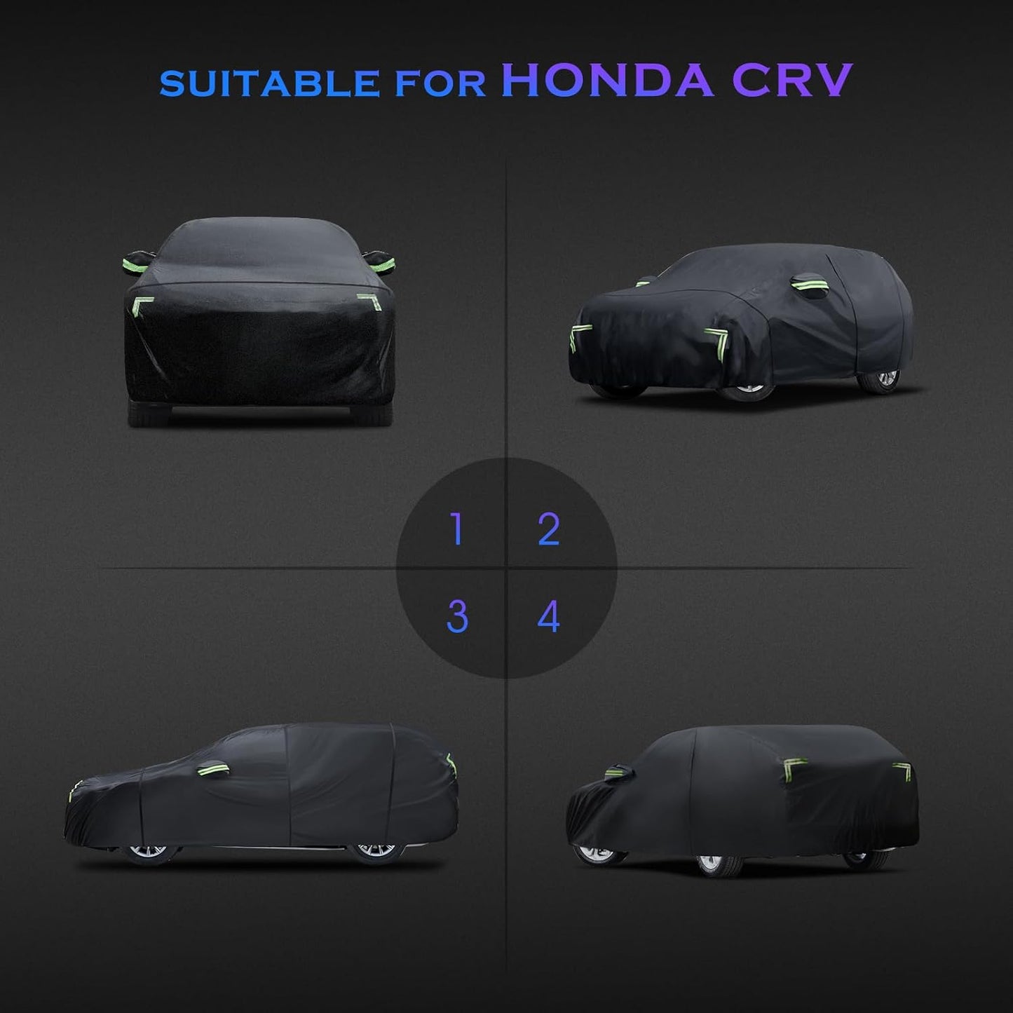 Car Cover Custom Fit for Honda CRV 1997-2025,Toyota RAV4 1996-2025, 6 Layers Truck Cover Waterproof All Weather for Automobiles,Outdoor Full Exterior Cover,Rain, Sun, Wind Protection,Black