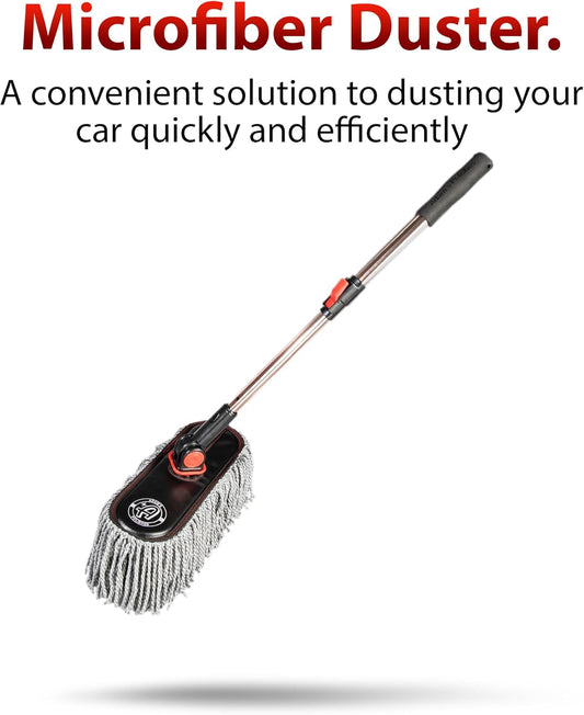 Adam's Polishes Microfiber Duster – Exterior Soft Premium Large Car Duster Kit Extendable Handle with Long Pole, Safe On Paint & Removes Dust, Pollen, Dirt, Cotton, Hair & More