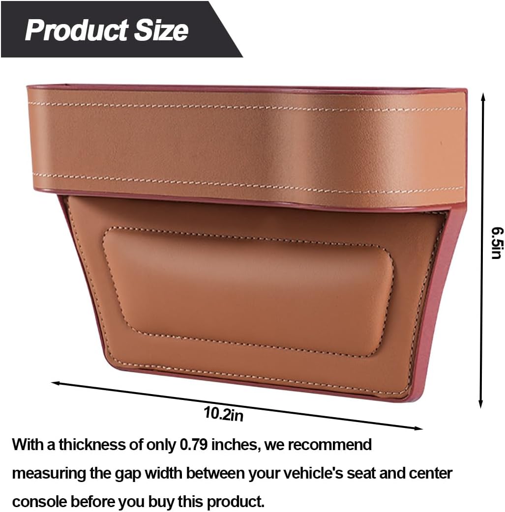 2PCS Car Seat Gap Filler Organizer, Leather Multi-Functional Vehicle Console Gap Pocket Organizer with Cup Holder, Automotive Seat Crevice Filler Storage Box, Universal for Vehicles (Black)
