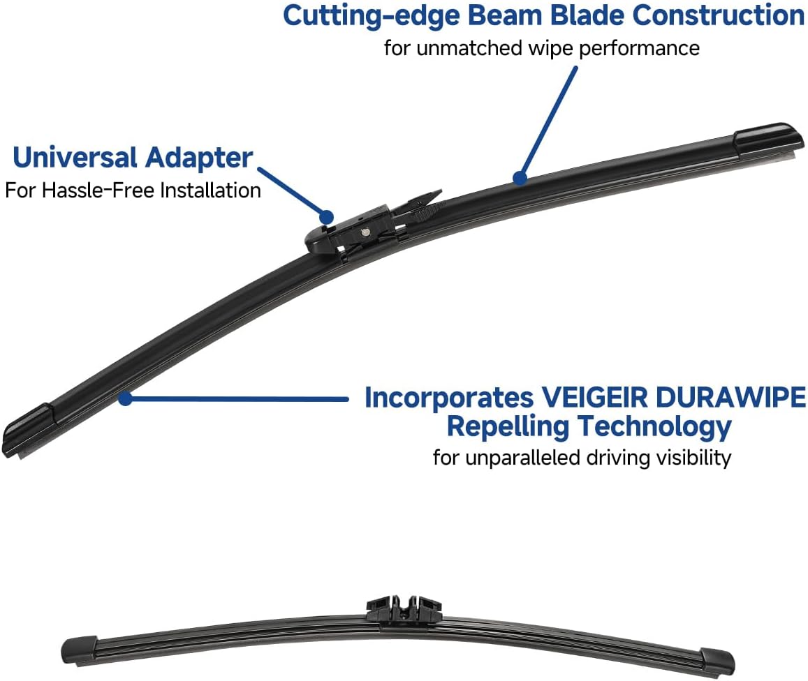 3 Pack Windshield Wiper Blades Compatible with Mazda CX-5 2017-2025 and CX-9 2016-2023, Front and Rear, 24" 18" 14" - Colors A