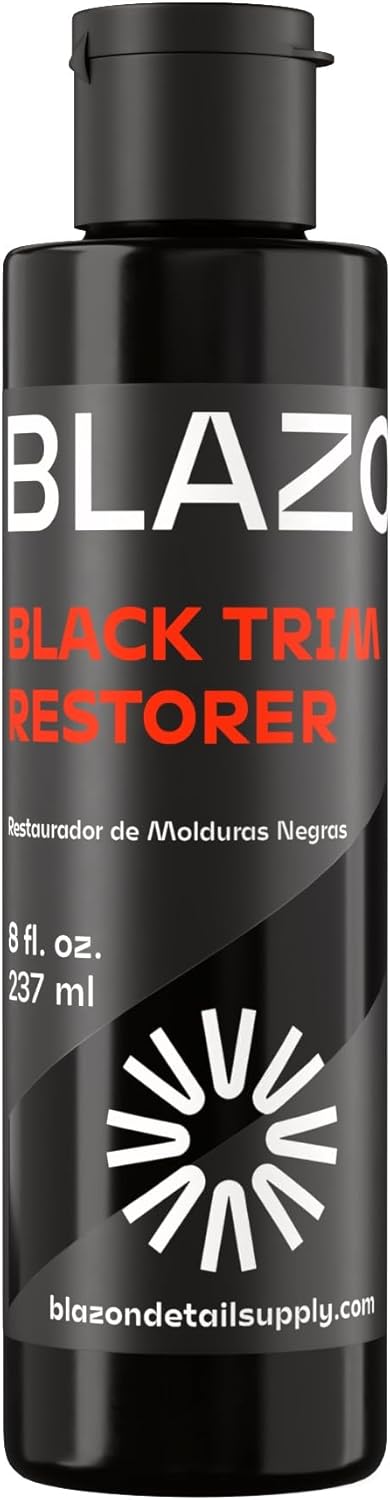 BLAZON Black Trim Restorer – Dye-Infused Plastic Restorer for Faded Exterior Trim, Deep Black Finish, Scratch Correction, Long-Lasting Durability & UV Protection - 8 oz