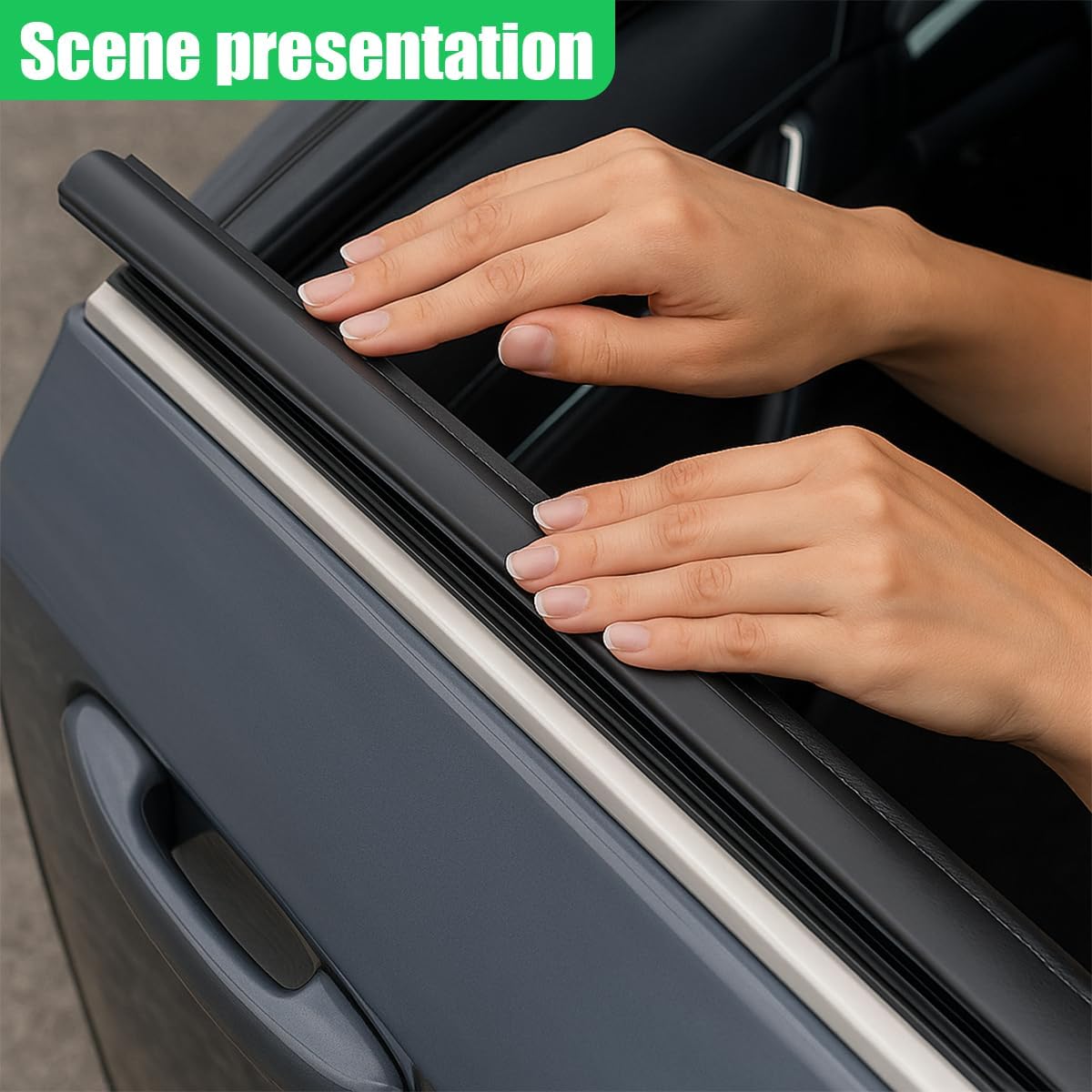 Car Rubber Side Window Wiper Blade, Multi-Function 14" Auto Door Glass Insert Wiper Strips, Universal Waterproof Automotive Window Gap Filler Accessories for Cars, Trucks, SUVs (2PCS)