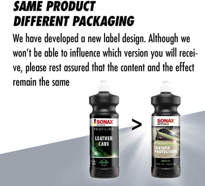 SONAX Profiline Leather Care | Nourishing Leather Conditioner with UV Protection | Prevents Cracking & Drying | Hydrophobic Surface Repels Dirt, Dust, & Water | 282300 | 1L
