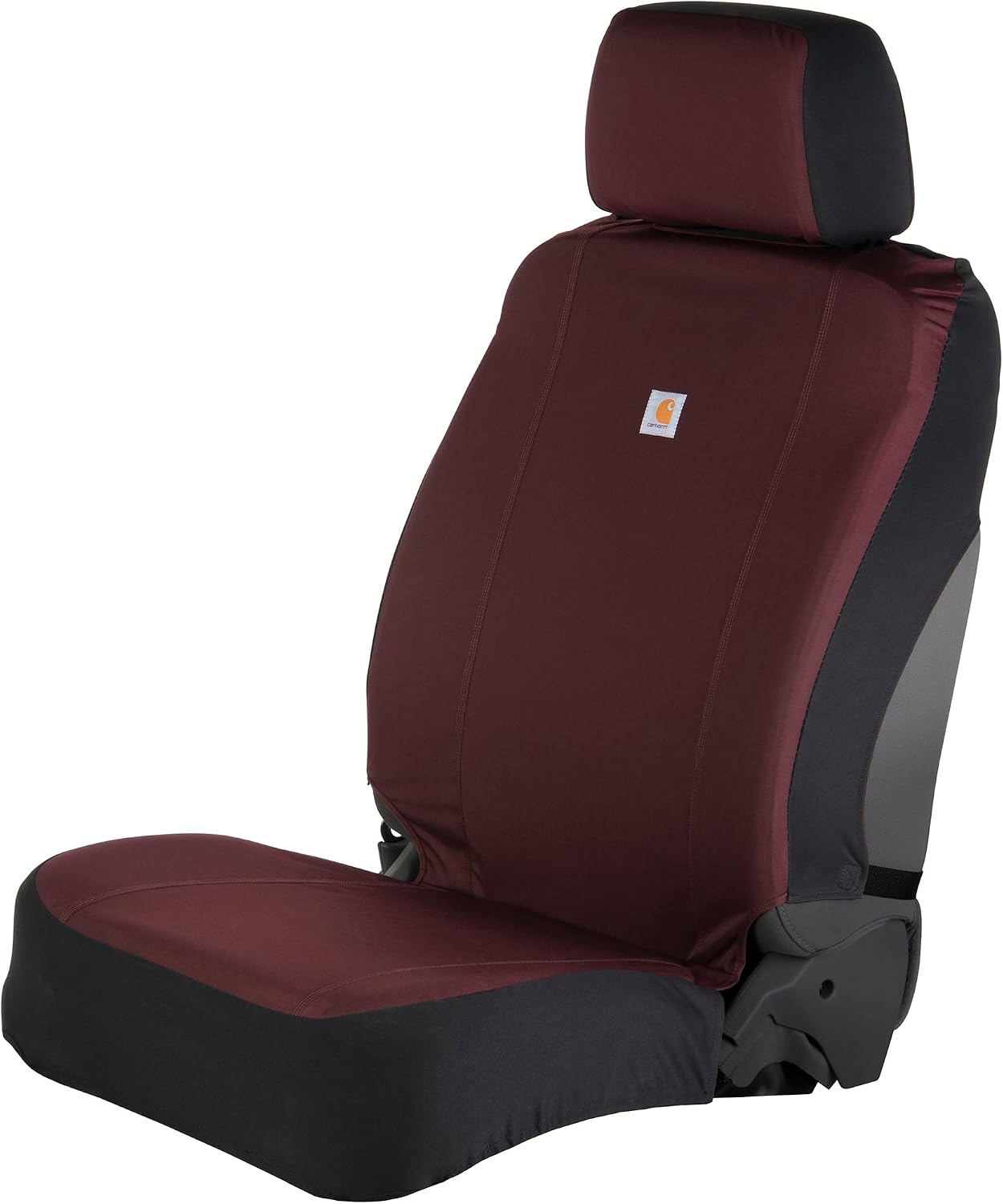 Carhartt Universal Nylon Duck Canvas Fitted Bucket Seat Cover, Durable Seat Protection with Rain Defender, Single, Black