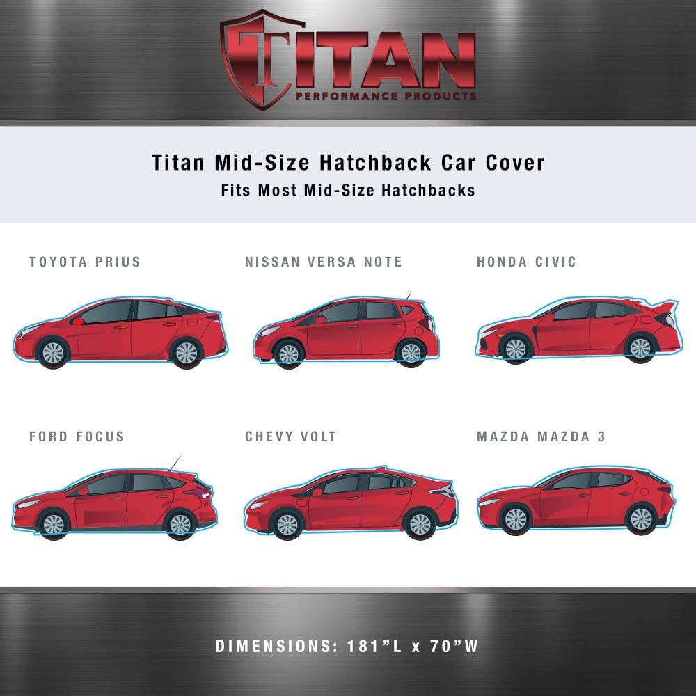 Titan Premium Multi-Layer PEVA Car Cover for Compact SUV 170-187". Waterproof, UV Protection, Anti-Scratch Protective Lining, Driver-Side Zippered Opening. Fits Rav4, Rogue, CR-V and More.