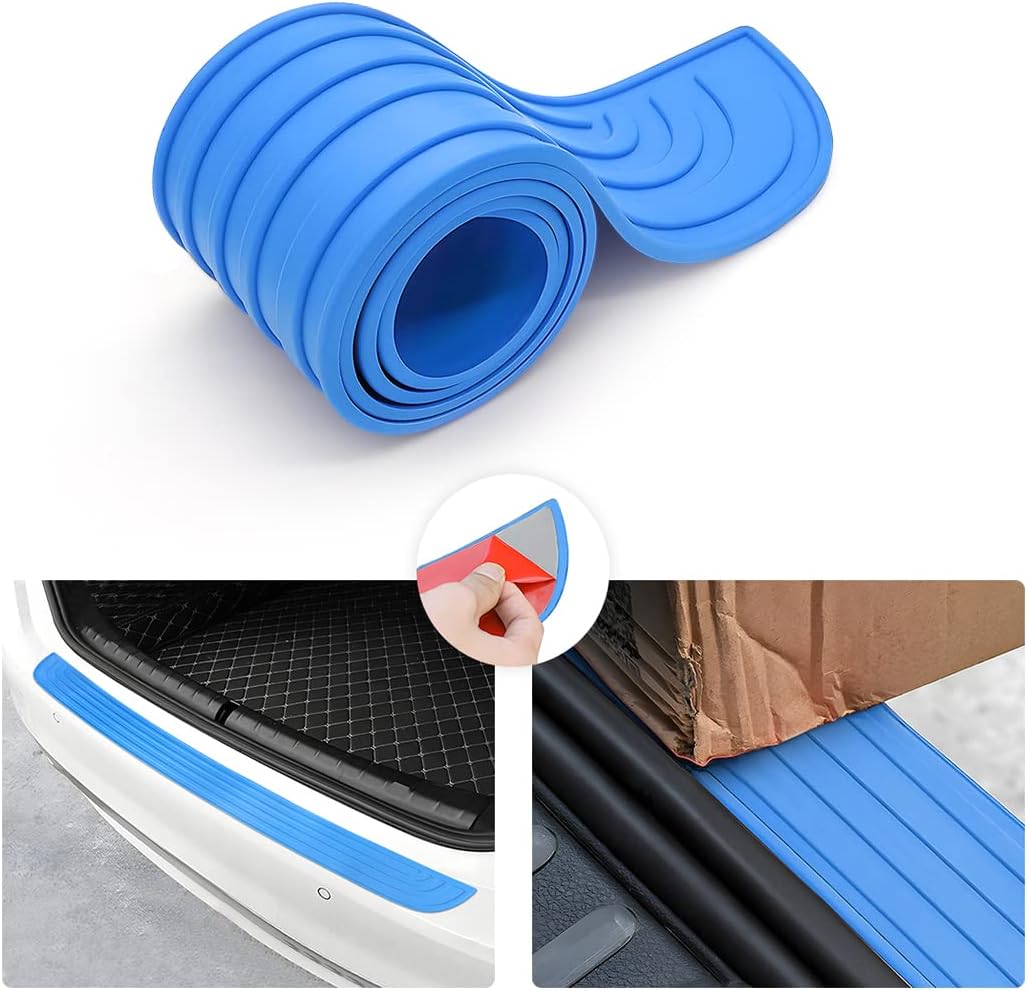 Car Rear Bumper Protector Guard, Anti-Scratch Abrasion Rubber Trunk Door Entry Sill Guard, Non-Slip Vehicle Trim Cover Protection Strip, Car Accessories for Most Cars and SUV (Black/Red/35.4" x2.7)