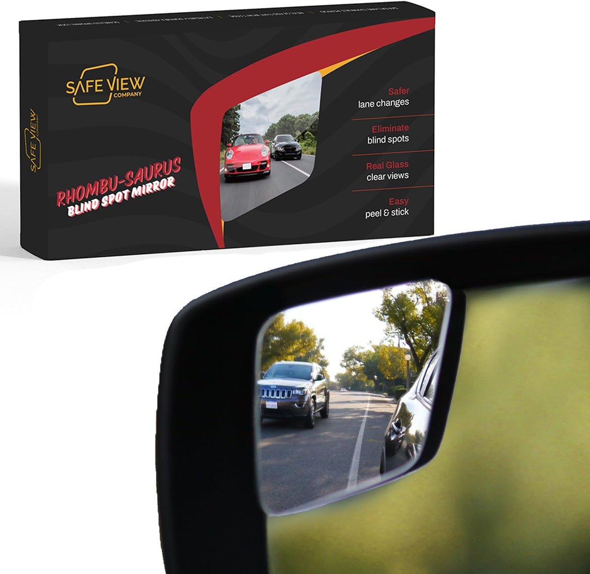 Superfan Blind Spot Mirrors for Cars by Safe View Company – Real Convex Glass for Clear Wide Angle Vision – Safer Lane Changes, Easy Stick-On, Weatherproof & Long Lasting Durability