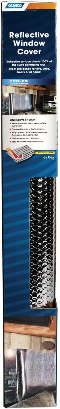 Camco 45164 62" x 30" SunShield Reflective Window Cover