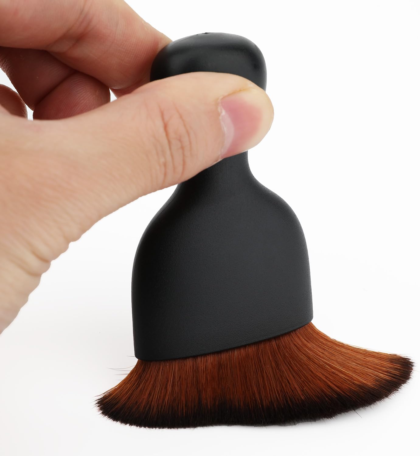 Car Detailing Brush, Soft Bristle Cleaning Brush, Scratch-Free Auto Duster Tool for Dashboard, Air Vents, Leather & Interior Cleaning (Black&Brown)