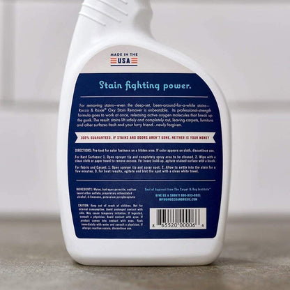 Rocco & Roxie Oxy Stain Remover - Oxygen Powered Carpet Cleaner Spray - Pet Stain Remover for Carpet, Spot Cleaner for Upholstery, Couch, Laundry, Rug, Clothes, Car Seat, Mattress, Sofa, and More