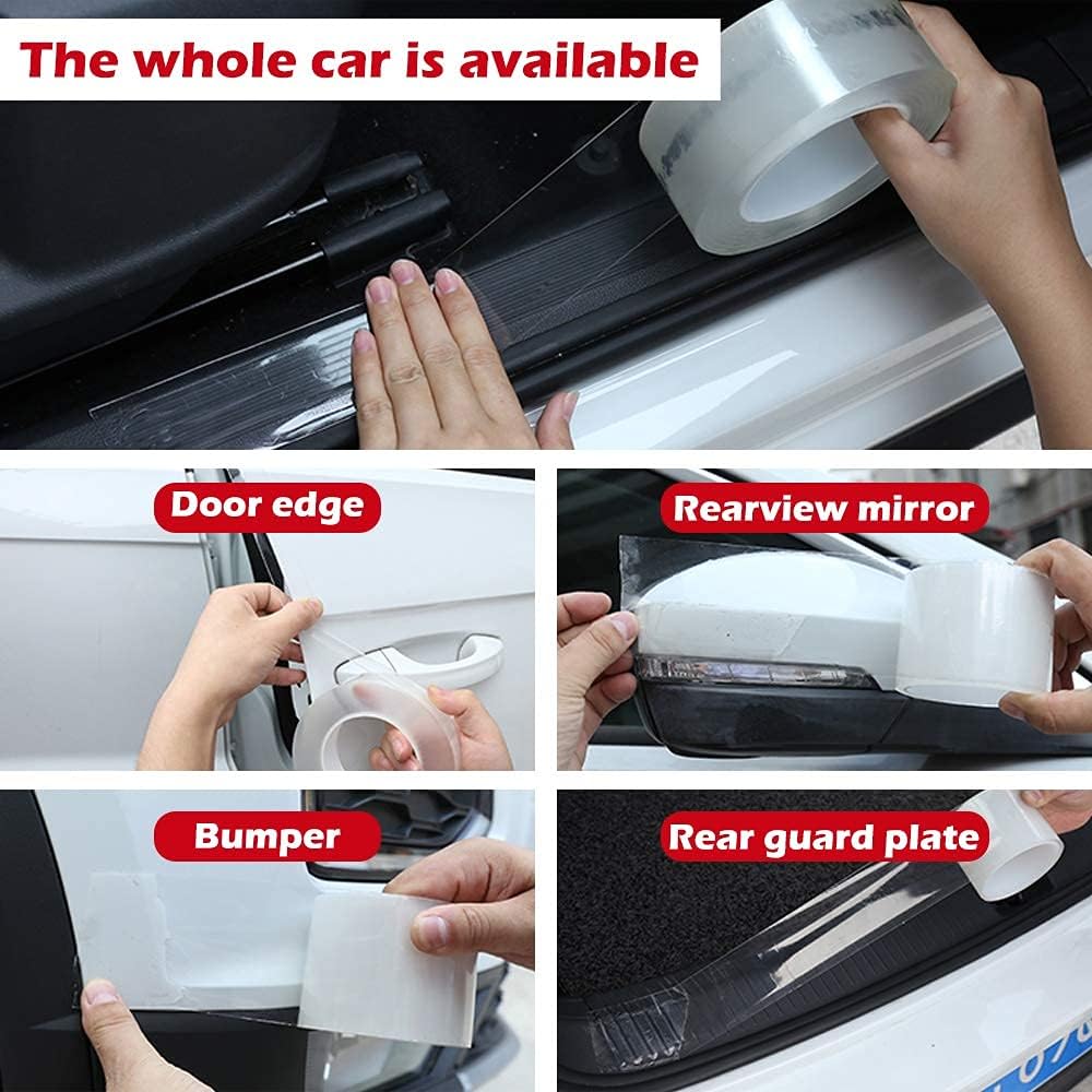 CloudBuyer Universal Car Door Edge Protector, Clear Sill Guard Film with Anti-Collision Protection for Most Vehicles (33Ft x 2.7In, Transparent)