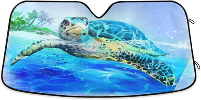 Black Leopard Car Windshield Sun Shade Animal Skin Print Foldable UV Ray Sun Visor Protector Sunshade to Keep Your Vehicle Cool (51" x 27.6")