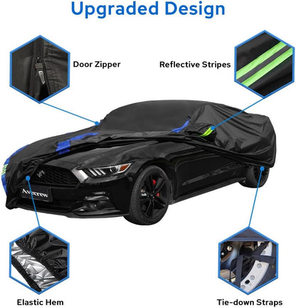 Avecrew Car Cover Waterproof All Weather for Automobiles, Outdoor Heavy Duty Full Exterior Covers for Sedan(194"-208")