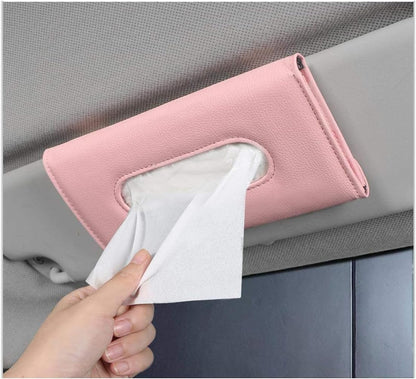 Fredysu Car Visor Tissue Holder, Sun Visor Napkin Holder Backseat Tissue Case, Premium Car Tissue Box for car, Vehicle (Black)
