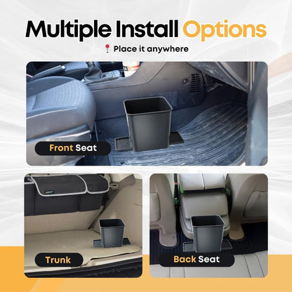 Car Trash Can for Vehicles Leakproof Compact Garbage Bin w/Stability Flap, Anti-Slip Base, Portable Trash Holder for Cars, Trucks, SUVs, Minivans (Black, Large)