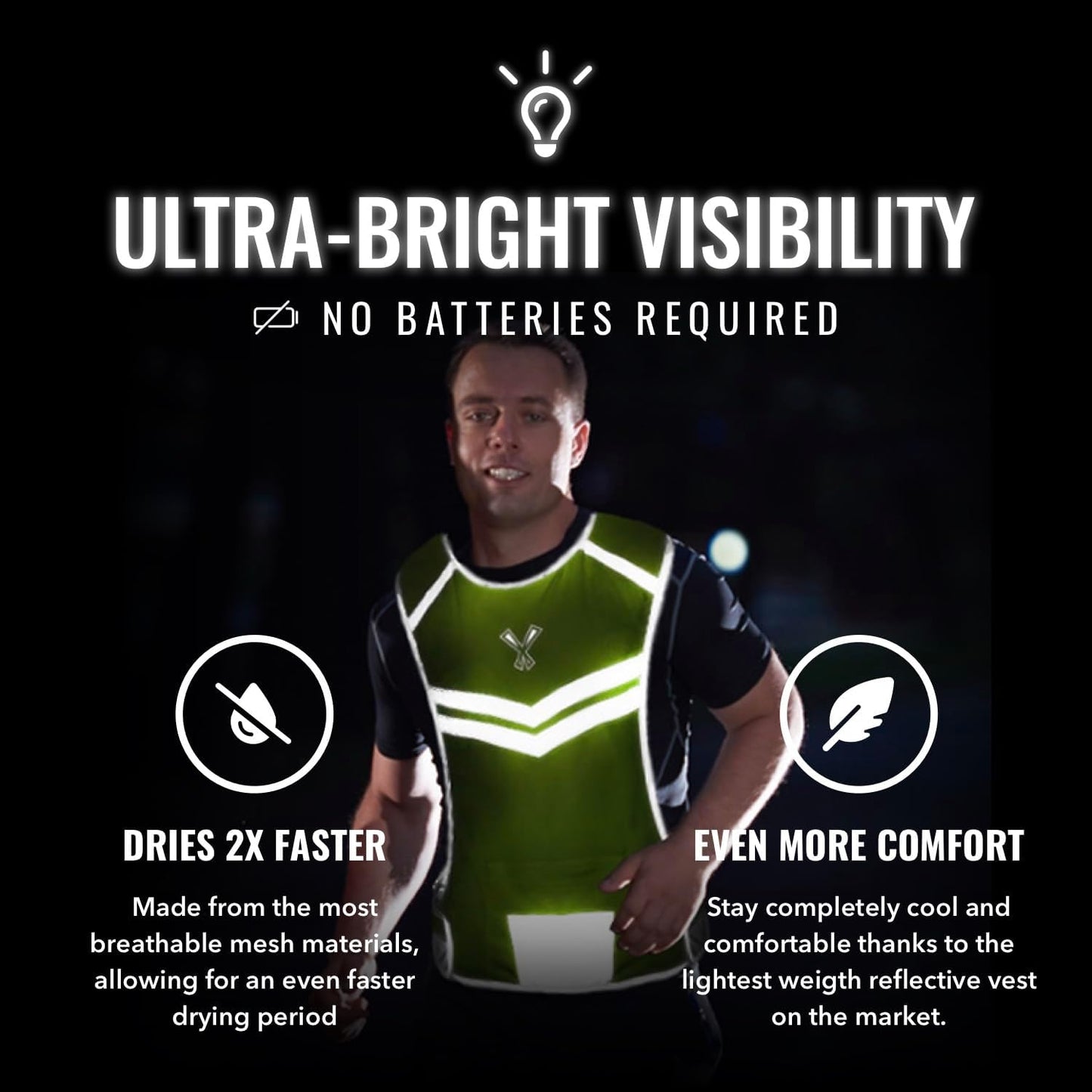 Reflective Running Vest with Pocket & 2 Bands, High-Visibility
