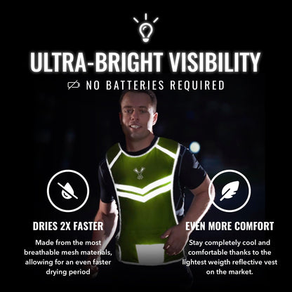 Reflective Running Vest with Pocket & 2 Bands, High-Visibility