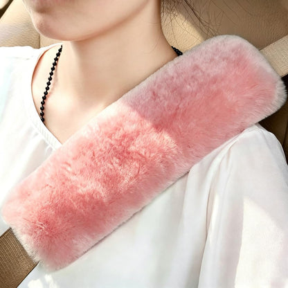 OGLAND Authentic Sheepskin Car Seat Belt Pad,2 Pack Soft Seat Belt Cover for Shoulder Pad Neck Cushion Protector Car Accessories by Genuine Natural Merino Wool (Misty Gray) - Colors B