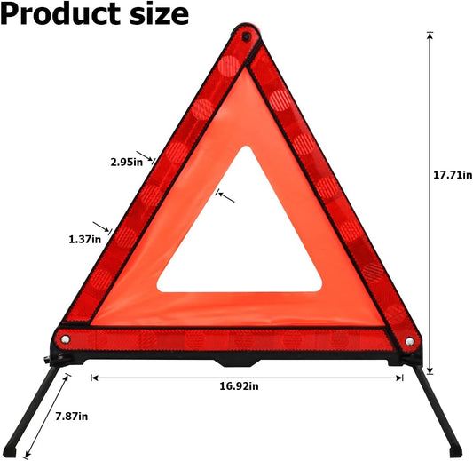 Warning Triangles, Foldable Car Road Warning Reflective Triangles, Emergency Triangle for Vehicles Breakdown, Slow Moving Vehicle Triangle Reflector Safety Triangle Kit