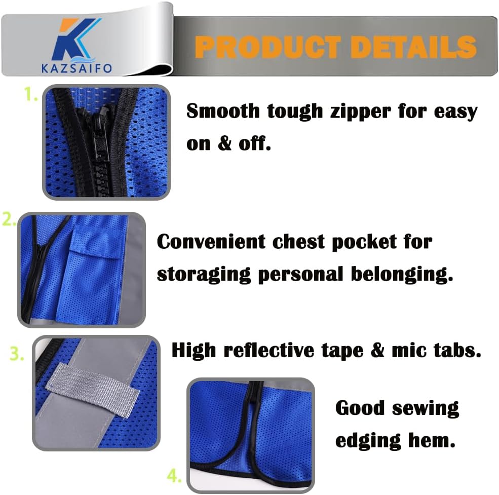 Hi Vis Reflective Safety Vest for Men Women with Chest Pocket Mesh High Visibility Class 2 Construction Vest,Meets ANSI/ISEA Standard(KZ179-Yellow-L)