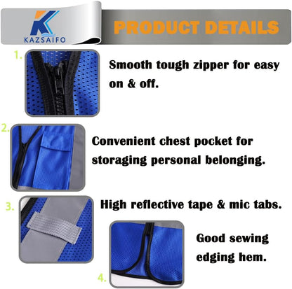 Hi Vis Reflective Safety Vest for Men Women with Chest Pocket Mesh High Visibility Class 2 Construction Vest,Meets ANSI/ISEA Standard(KZ179-Yellow-L)
