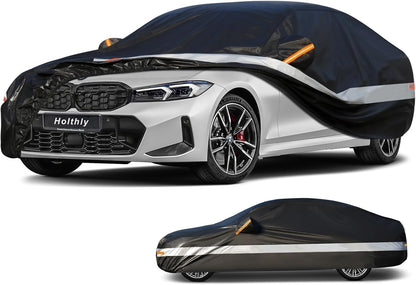 10 Layers Car Cover Custom Fit for Mercedes Benz C Class C250 C300 C43 C63 (1993-2026), Waterproof All Weather for Automobiles, Outdoor Full Cover Sun Dust Rain Protection with Cotton. Black - Colors A