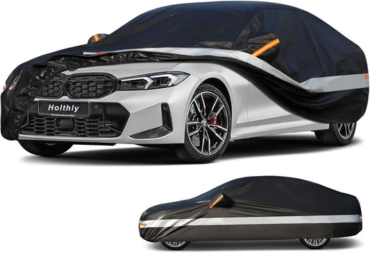 10 Layers Car Cover Custom Fit for Mercedes Benz C Class C250 C300 C43 C63 (1993-2026), Waterproof All Weather for Automobiles, Outdoor Full Cover Sun Dust Rain Protection with Cotton. Black - Colors A