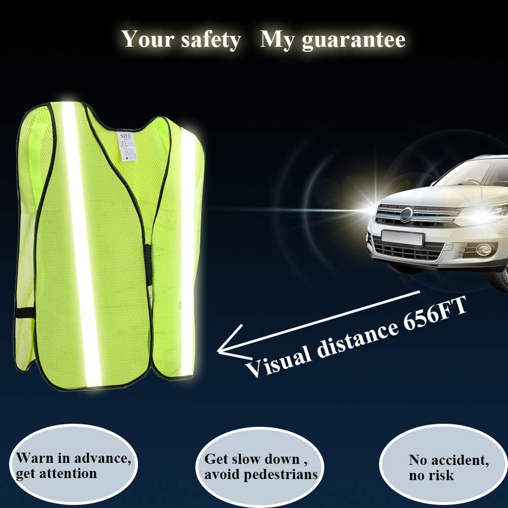 SIFE 10 Pack High Visibility Reflective Safety Vest,Made from Breathable and Neon Orange Mesh Fabric with Stretchable design,light weight for Man and Woman(Orange, 10 pack)