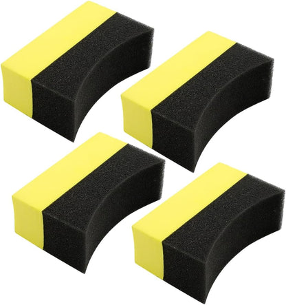 Car Tire Applicator Dressing Shine Sponge, 4PCS Vehicle Contour Wheel Wax Buffing Applicator Pads, Auto Tire Shine Detailing Cleaning Sponge Tool, Universal for SUV RV Truck