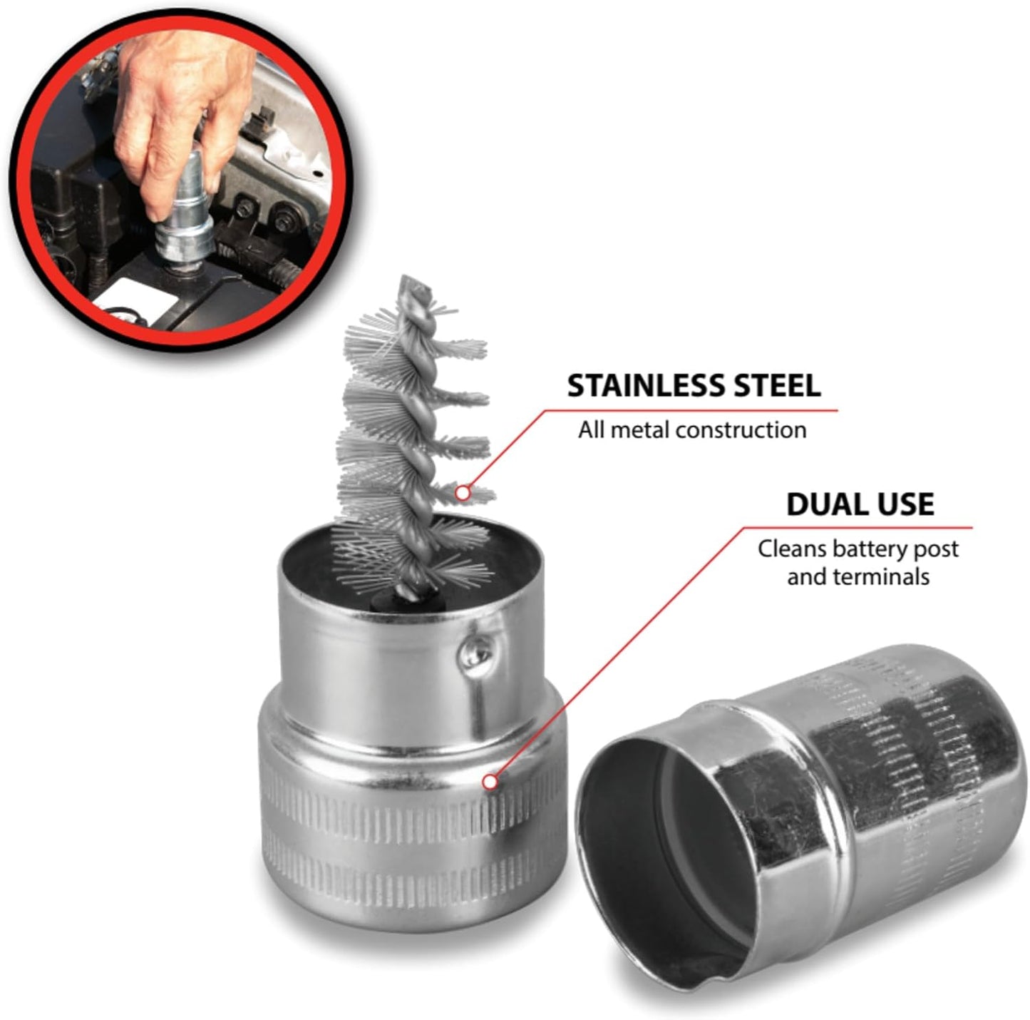 Performance Tool W147C Metal Battery Terminal Cleaning Brush