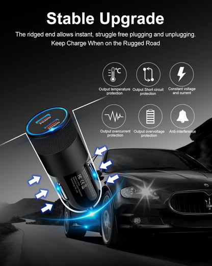 60W USB C Car Charger, 2Pack USB C Cigarette Lighter Adapter Fast Charging | Dual Port PD3.0 Type C Car Charger Plug Compatible with iPhone 17 16 15 14 Pro Max Samsung Galaxy S26/S25/S24 Pixel 10 9Pro