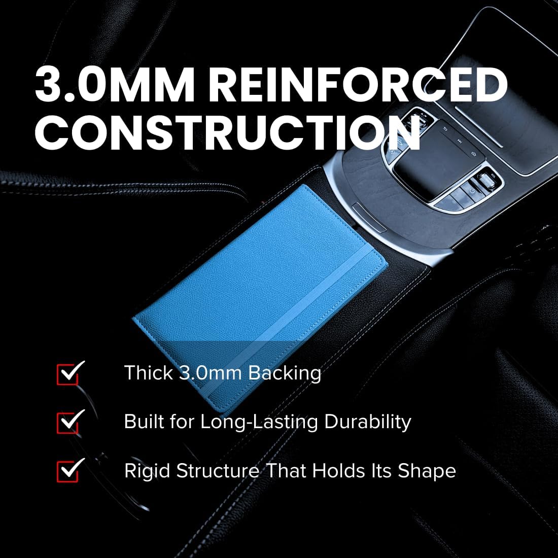 LINTRU Car Registration and Insurance Holder Trifold, Oversized Fit with Reinforced Construction, Matte PU Leather Vehicle Glove Box Organizer for Documents, Car Accessories for Men and Women