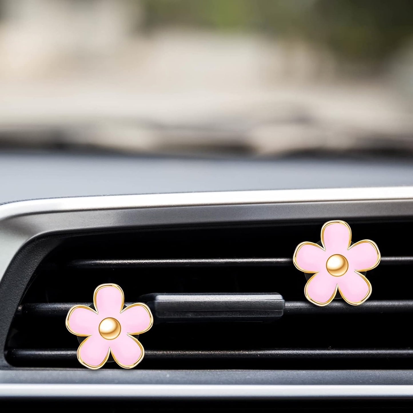 Frienda 6 Pcs Daisy Flower Air Vent Clip Accessories Air Conditioning Outlet Clip Car Air Freshener Dashboard Accessories Charm Car Inter Decor(3 cm, 3.3 cm,White)