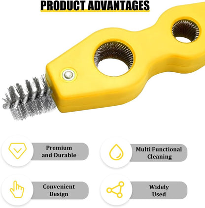 4 in 1 Car Battery Cleaning Brush, Anti-Corrosion Vehicle Battery Terminal Cleaner with Steel Wire, Auto Power Terminal Machine Parts Cleaning Tools, Universal for SUV RV Truck (Black)
