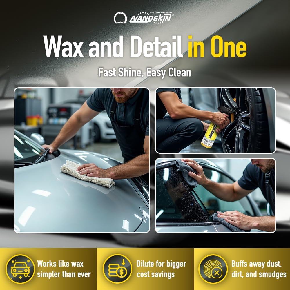 Nanoskin QUICK SHINE Quick Detail Spray 1 Gallon - Waterless Detailer Spray for Car Detailing | Deep Gloss Car Wax Booster & Clay Lubricant | Removes Dust, Smudges, Fingerprints and Other Contaminants