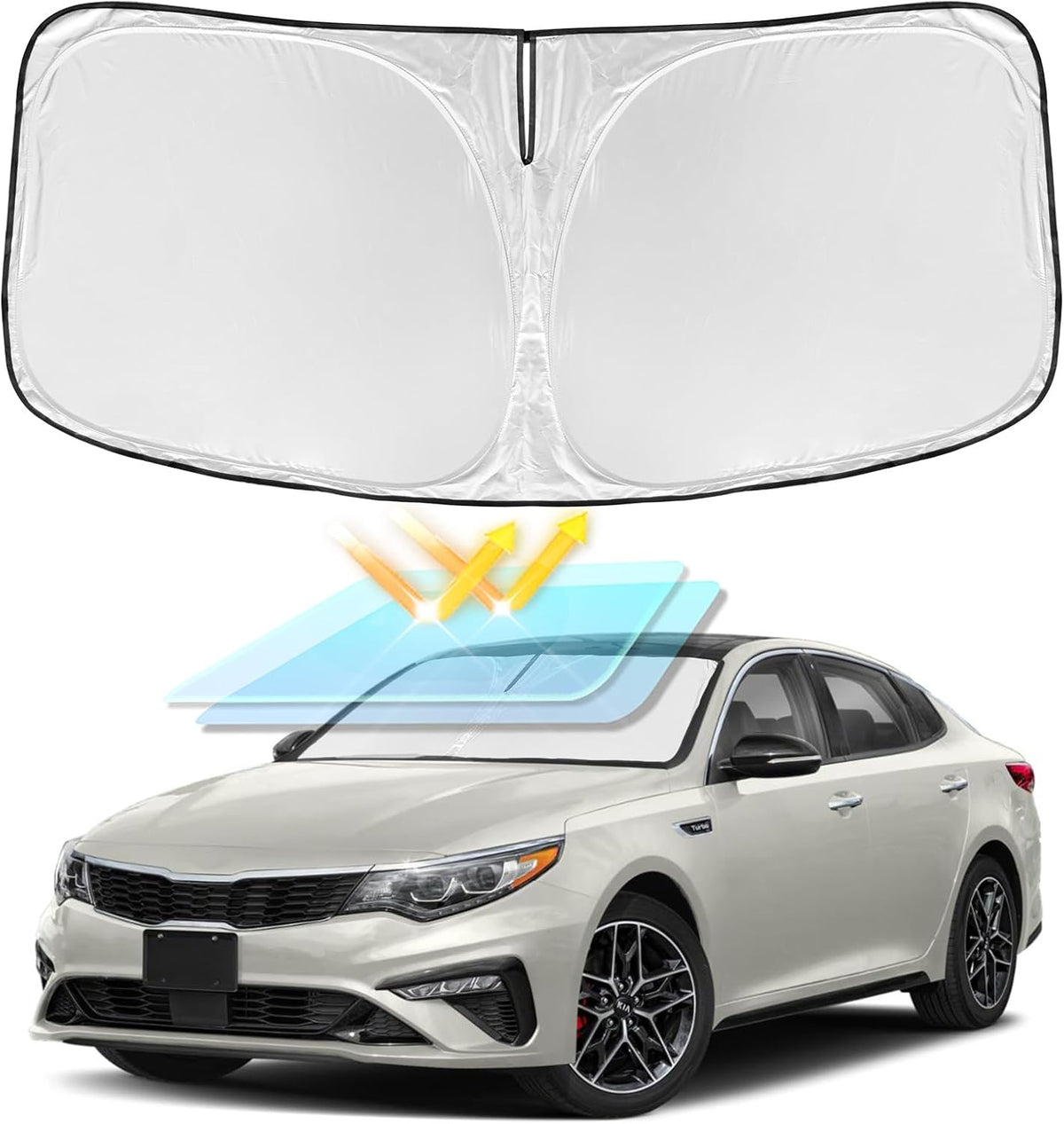for Toyota Tacoma 2016-2023 2024 2025 2026 Sun Shade Sunshade Windshield Cover - 4 Layers Front Window Shade Custom Fit Tacoma 2Dr 4Dr Pickup Sun Visor 240T Shade Blocks UV Rays Car Accessories - Colors B