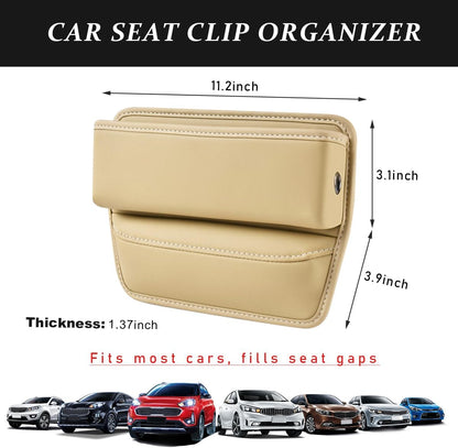 Kewucn Car Seat Gap Organizer, Adjustable Leather Front Seat Gap Filler Storage Box, Multifunctional Auto Console Side Pocket Organizer for Phone Glasses Key Card, Car Accessories (Black)