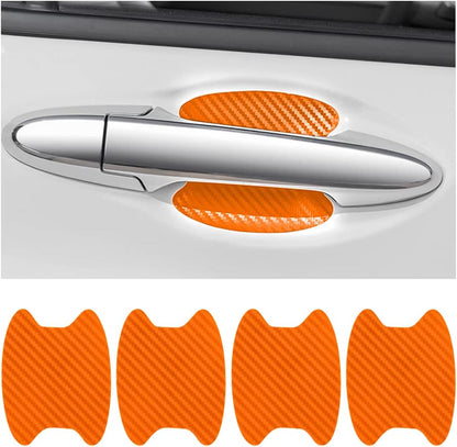 4PCS Sticker, Carbon Fiber Anti-Scratches Car Door Cup Protector, Non-Marking Auto Door Handle Protective Film, Universal for Most Car Handles (Black/4PCS)