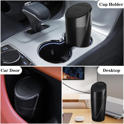 Car Trash Can Bin with Lid - Car Garbage Can Cup Holder - Pink Mini Leakproof Vehicle Garbage Bin with 20pcs Trash Bags - Automobile Organizers and Storage for Front Back Seat Accessories