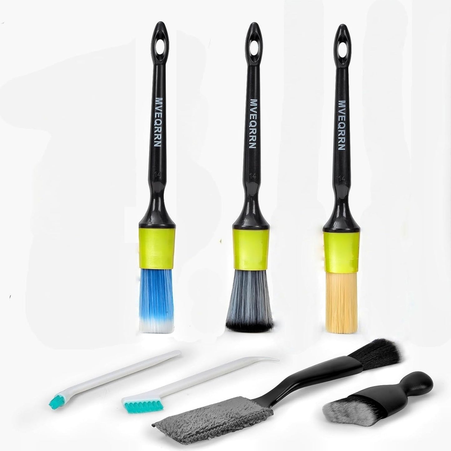 10PCS Car Detailing Brush Set,Boars Hair Car Cleaning Detail Brush kit,Ultra Soft No Scratch Car Dust Brush,Car Interior Detailing Brushes Kit,Detail Brushes Car Detailing for Interior Exterior(green)