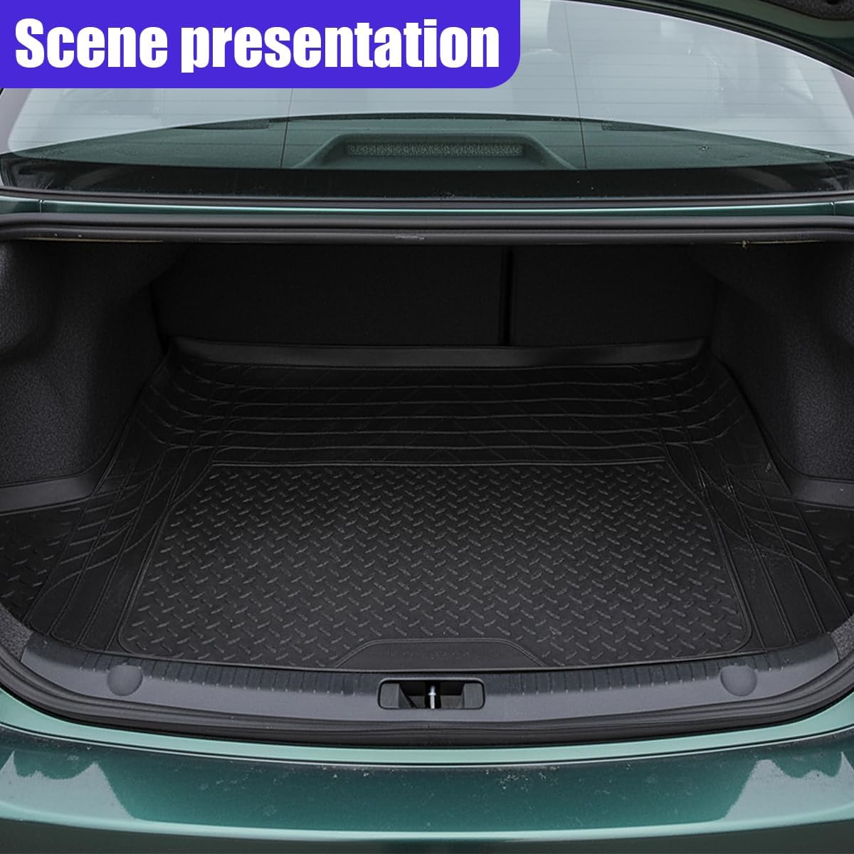 Car Cargo Liner, All Weather Heavy Duty Trunk Liner, Anti-Slip Trimmable Floor Mat, Universal Automotive Trunk Protection Mat for Cars, SUVs, Trucks (Black)