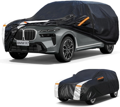 Large SUV Car Cover for Chevy Suburban 100% Waterproof All Weather, Heavy Duty Outdoor Full Exterior Covers Rain Sun Wind UV Protection. - Colors A